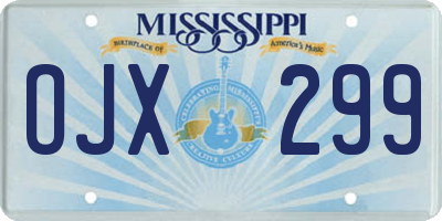 MS license plate OJX299