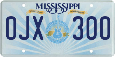 MS license plate OJX300