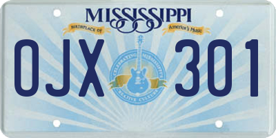 MS license plate OJX301