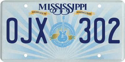 MS license plate OJX302