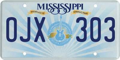 MS license plate OJX303