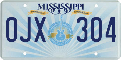 MS license plate OJX304