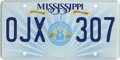 MS license plate OJX307