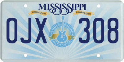 MS license plate OJX308