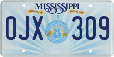 MS license plate OJX309