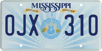 MS license plate OJX310