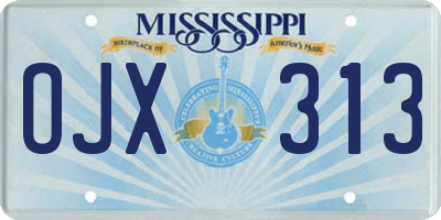 MS license plate OJX313