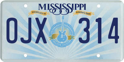 MS license plate OJX314