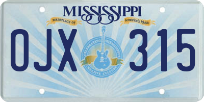 MS license plate OJX315