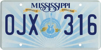 MS license plate OJX316