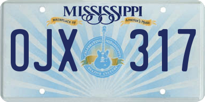 MS license plate OJX317