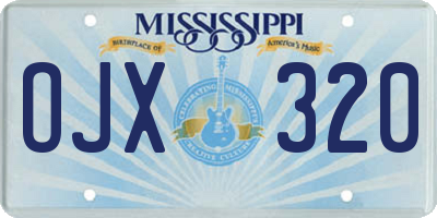 MS license plate OJX320
