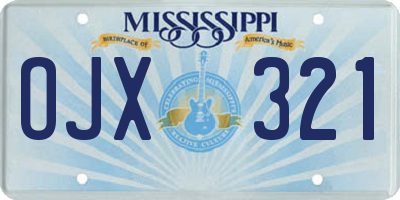 MS license plate OJX321