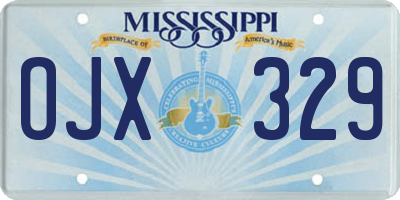 MS license plate OJX329