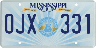 MS license plate OJX331