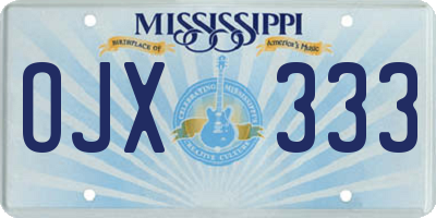 MS license plate OJX333
