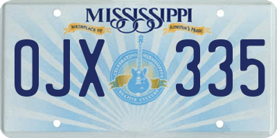 MS license plate OJX335