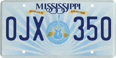 MS license plate OJX350