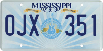 MS license plate OJX351