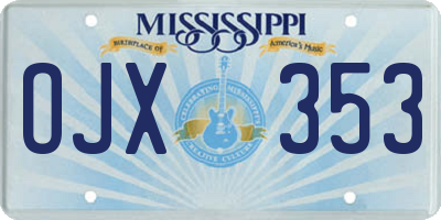 MS license plate OJX353