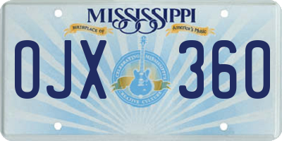 MS license plate OJX360