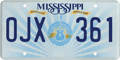MS license plate OJX361