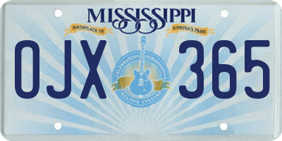 MS license plate OJX365