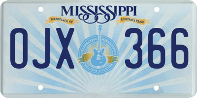 MS license plate OJX366