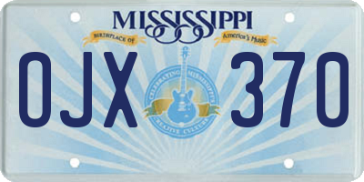 MS license plate OJX370