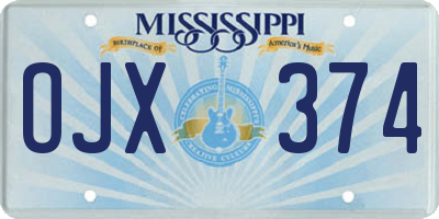 MS license plate OJX374