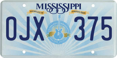 MS license plate OJX375