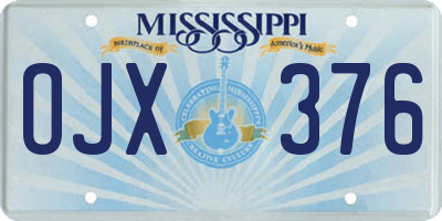 MS license plate OJX376