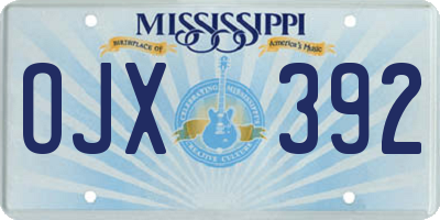 MS license plate OJX392