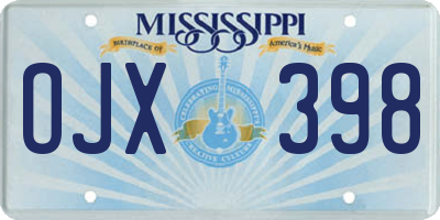 MS license plate OJX398