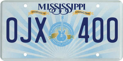 MS license plate OJX400