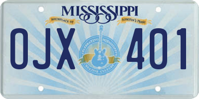 MS license plate OJX401