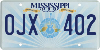 MS license plate OJX402