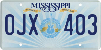 MS license plate OJX403