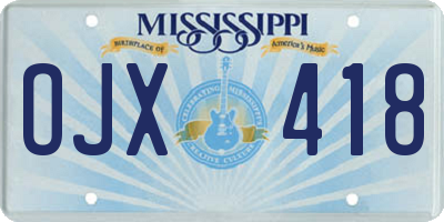 MS license plate OJX418