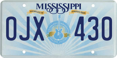 MS license plate OJX430