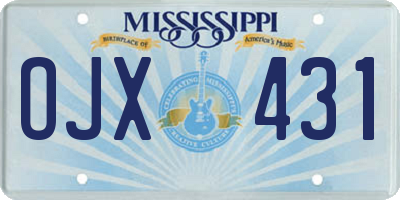MS license plate OJX431
