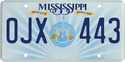 MS license plate OJX443