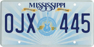 MS license plate OJX445