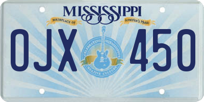 MS license plate OJX450