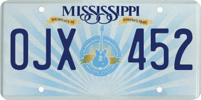 MS license plate OJX452