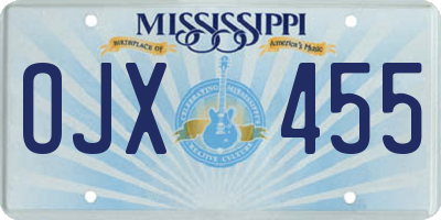 MS license plate OJX455
