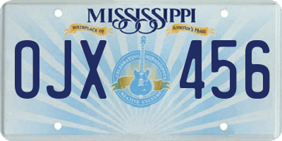 MS license plate OJX456