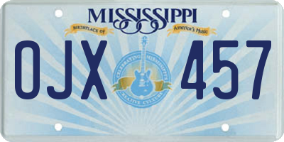 MS license plate OJX457