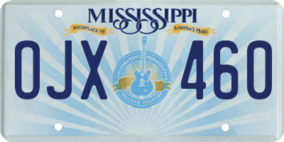 MS license plate OJX460