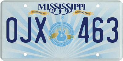 MS license plate OJX463